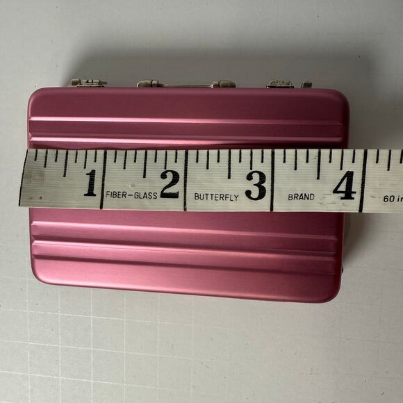 Mini Metal Briefcase Card Holder Pink Aluminum Alloy Case New - Picture 5 of 7